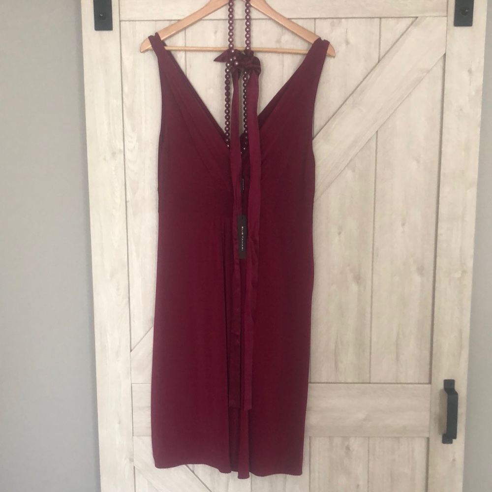 Cranberry dress with Necklace